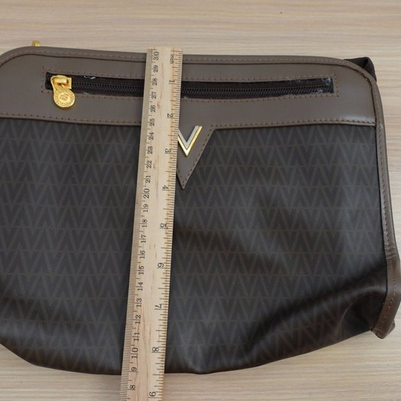 Vintage VALENTINO Purse Brown‎ PVC Clutch Logo Italian MARIO VALENTINO Italy 90s - Picture 5 of 16